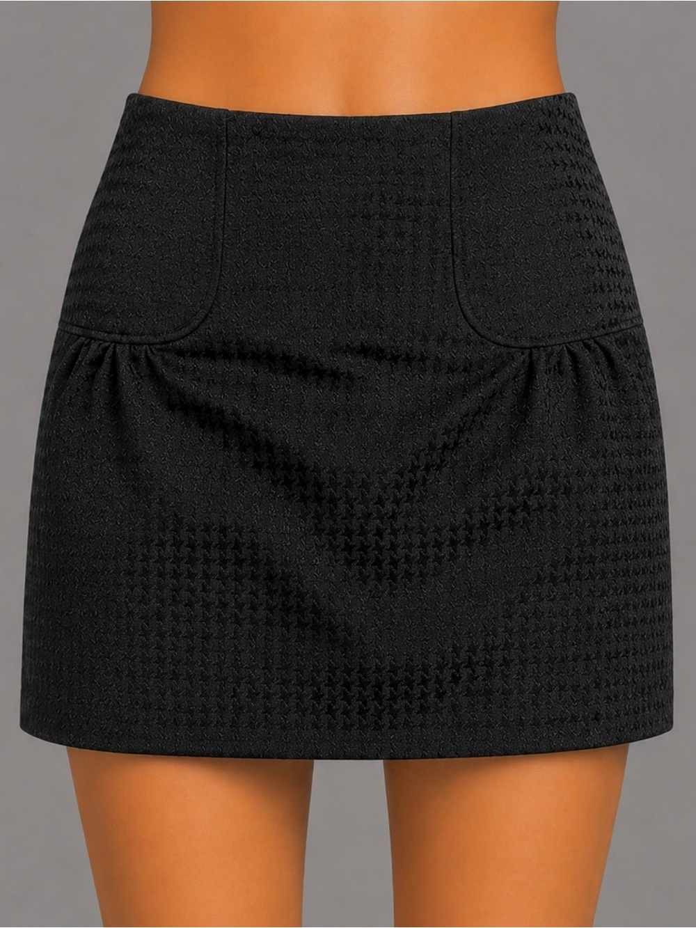 H&M Black Ruched Dressy MINI Skirt sz 4